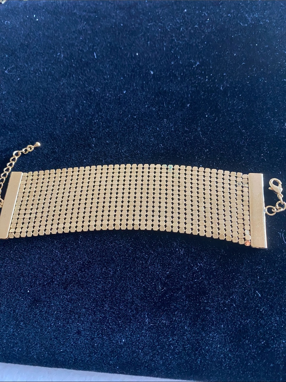 Avon Vintage Gold Wide Metal Mesh Statement Bracelet